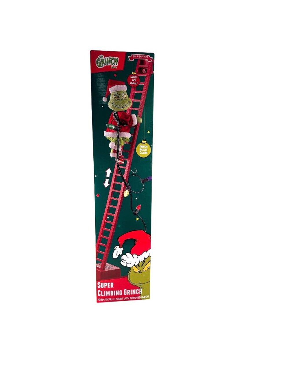 Christmas Super Climbing Santa Grinch Animated Holiday Decor Lights Music Ladder